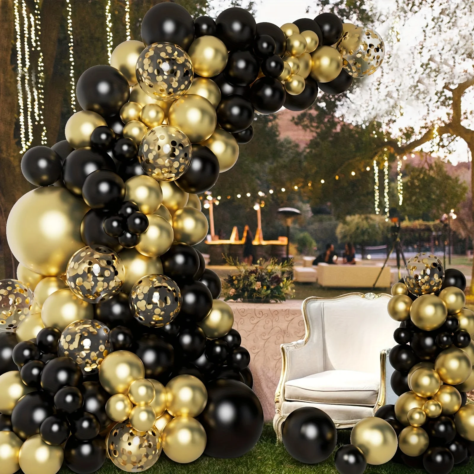 127pcs Black Gold Balloon Garland Arch Kit Confetti Balloons for Birthday Graduation Anniversary Wedding Retirement Decoration