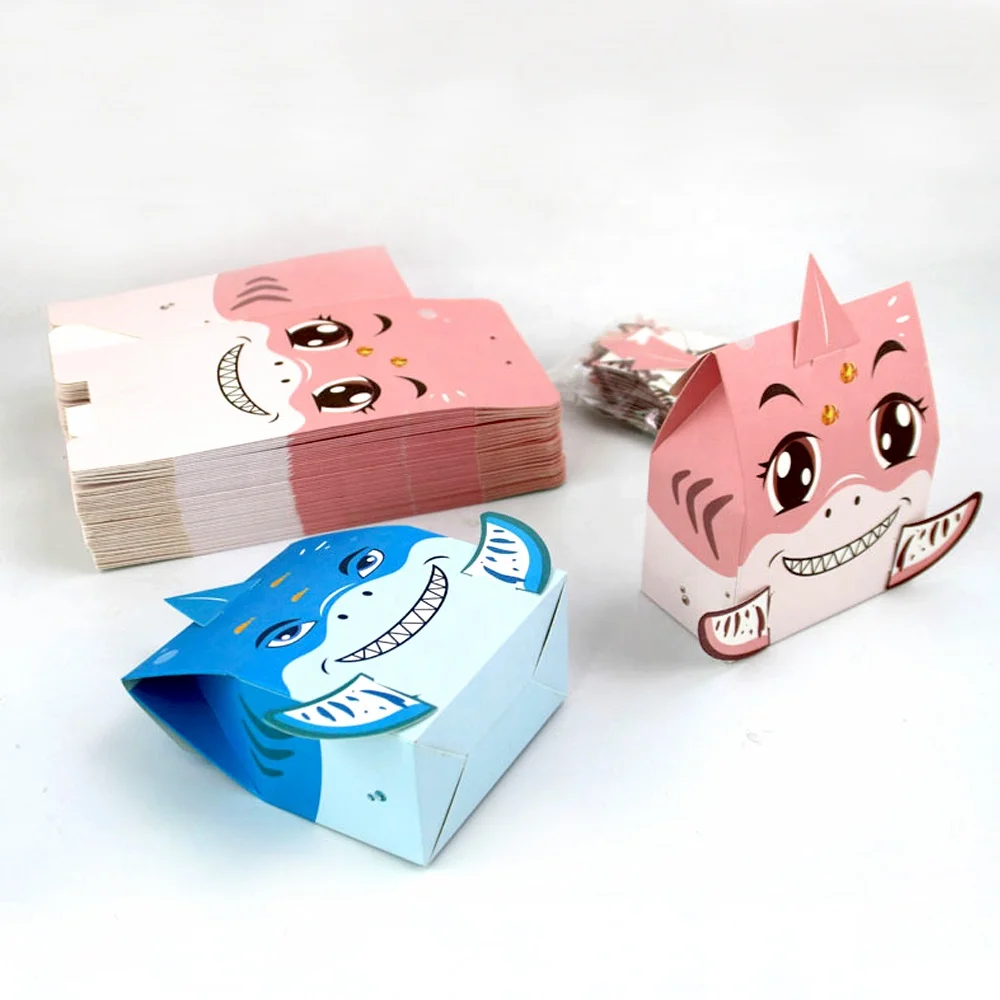 Paper Folding Cartoons Shark Candy Sweet Chocolate Packaging Box for Baby Kids Birthday Party Decoration Favors Box