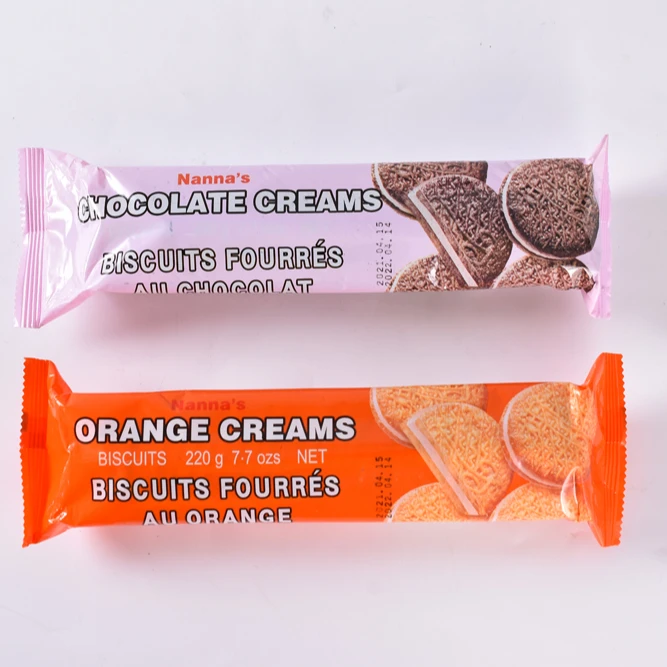 Cookies Manufacturers 220g Chocolate Delicious Cream Cracker Cookies Biscuits