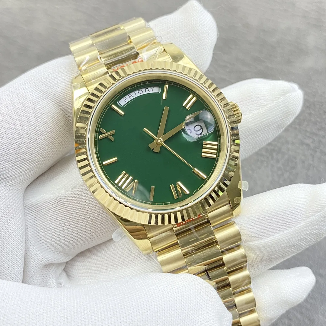 GM 3255 Movement Watch Stainless Steel Case Green Dial Automatic Mechanical 40mm Golden Watches