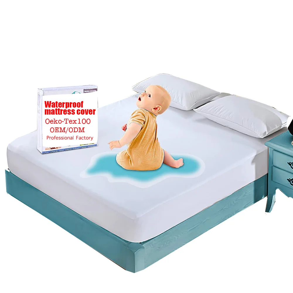 Chak-patterned  Cheap Vinyl Custom Washable Queen Size Bed Bug Mattress Cover Waterproof Mattress Protector Kid