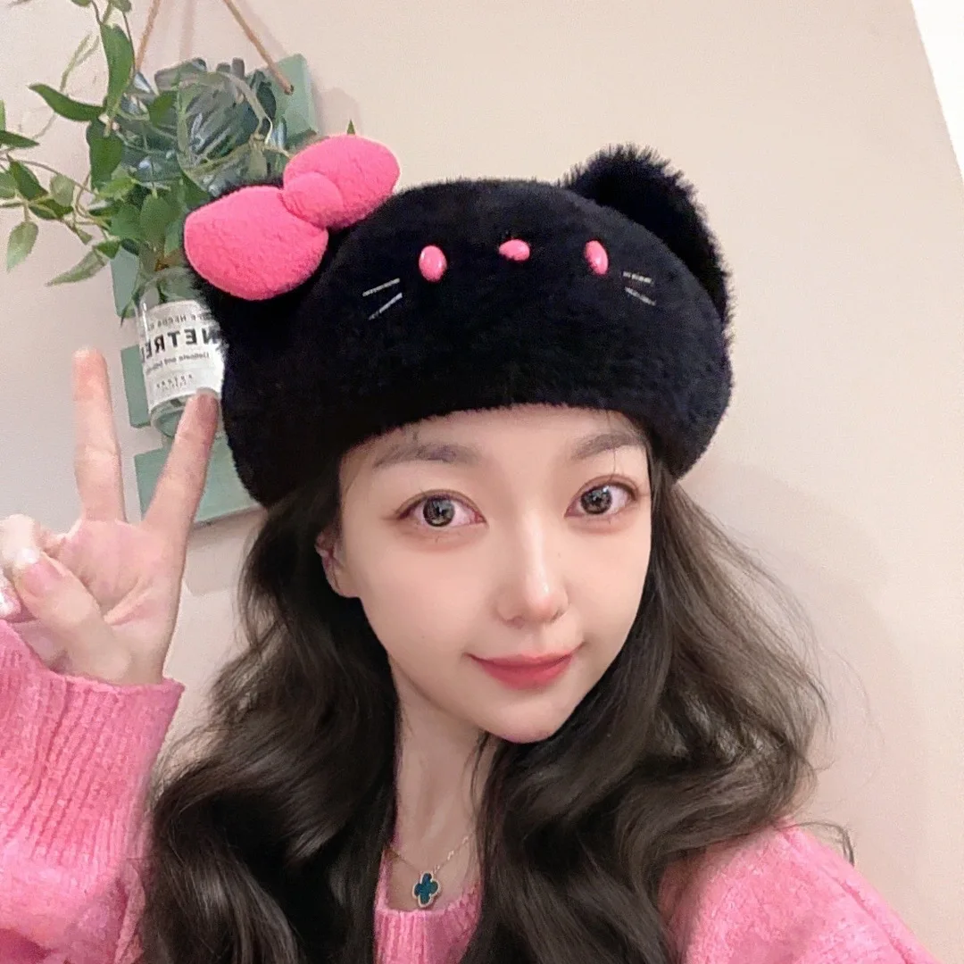Botu new Christmas gifts cute kitty plush hat kawaii anime cartoon kitty sweet Autumn Winter Warm Soft Girl gifts Plush Bonnet