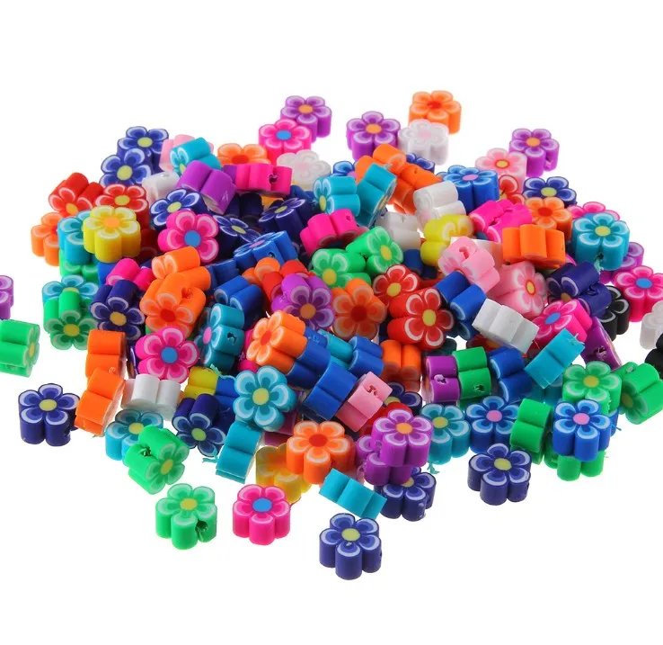 Оптовая продажа, бусины из полимерной глины в форме цветка, разноцветные разделительные бусины из полимерной глины для изготовления ювелирных изделий своими руками