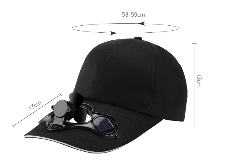 6 Panel Custom Logo Blank Sports Hat Summer New Trucker Solar Sun Hat Baseball Cap With Fan