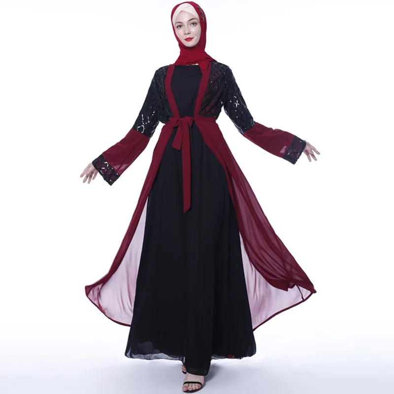 
Muslim Fashion Women Modern Abaya Islamic Clothing Elegant Casual Dubai Chiffon Cardigan Muslim Korea Turkis Muslim Clothing 