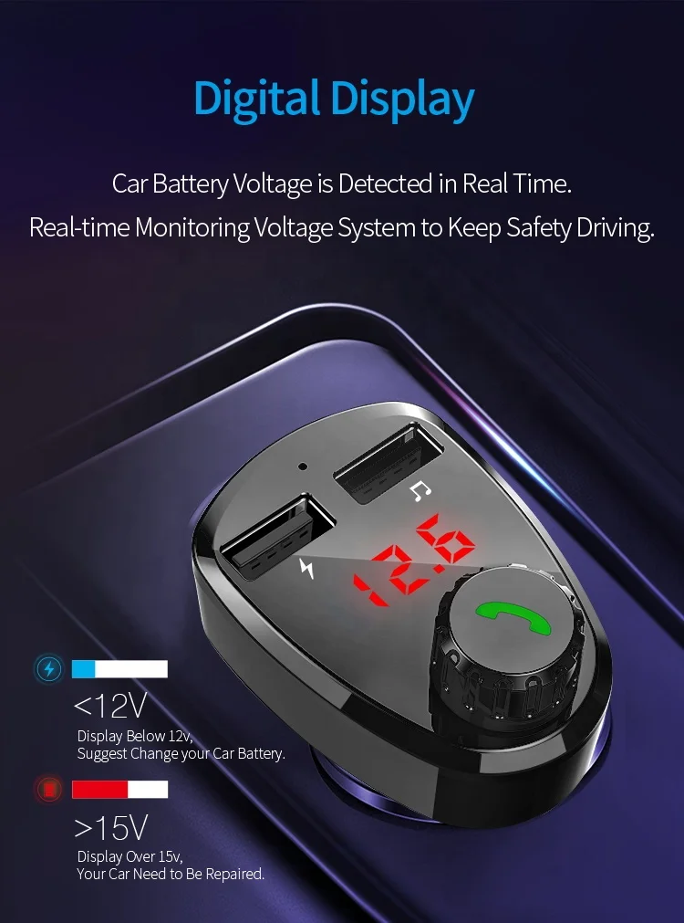 BT 5.4 3.1A Dual USB Fast Charger Hands Free Car MP3 Player Audio wireless Bluetooth FM Transmitter fm modulator For car