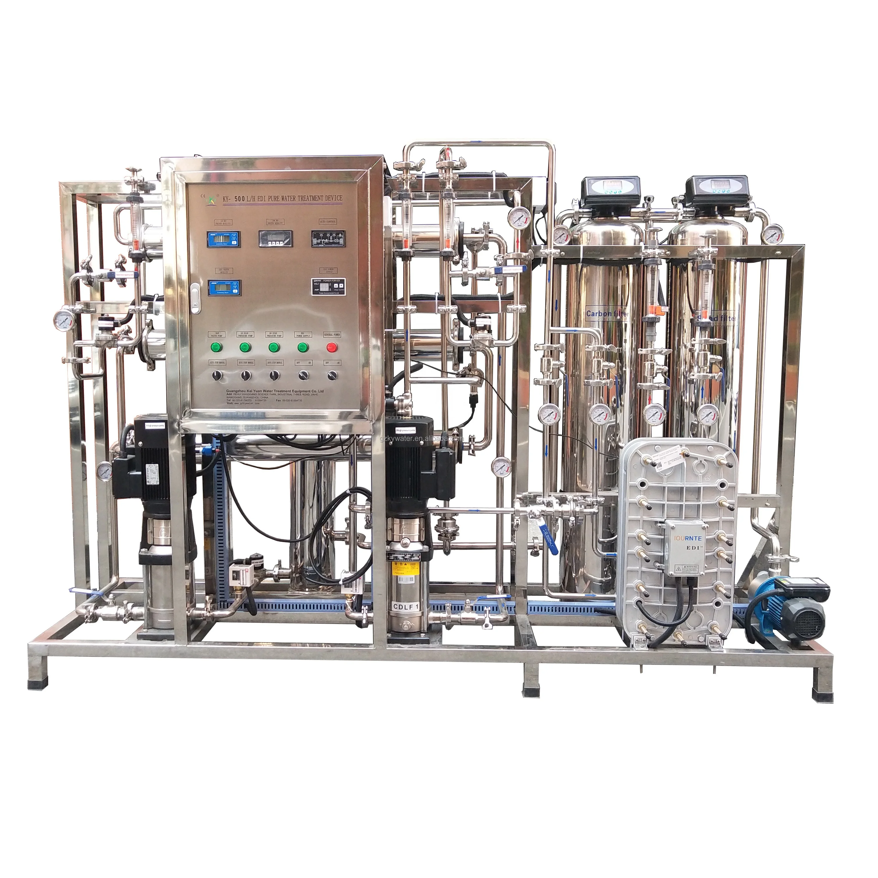 Stable Water Quality Stainless Steel 500LPH Ro Water Purifier EDI System Ultrapure Water Treatment Machine For Cosmetic Chemical
