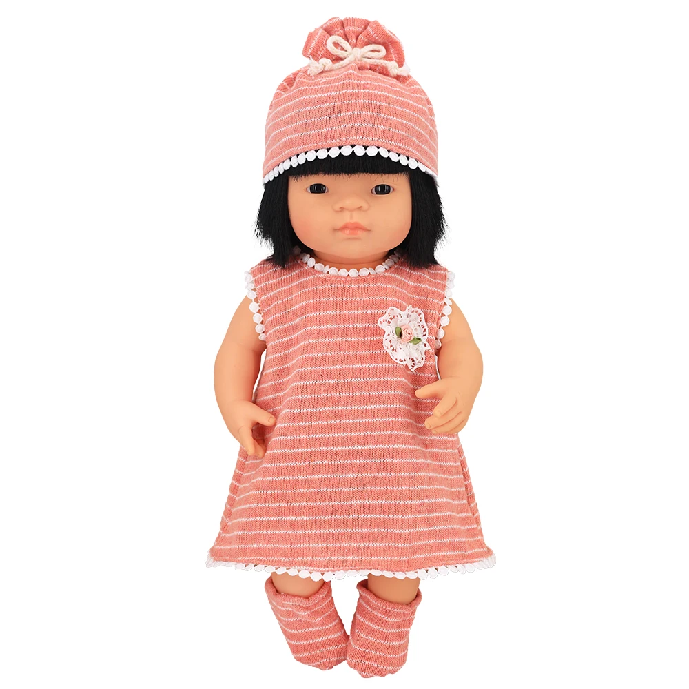 18inch Blue and pink set of reborn doll costumes cute full set of clothes, hats and shoes