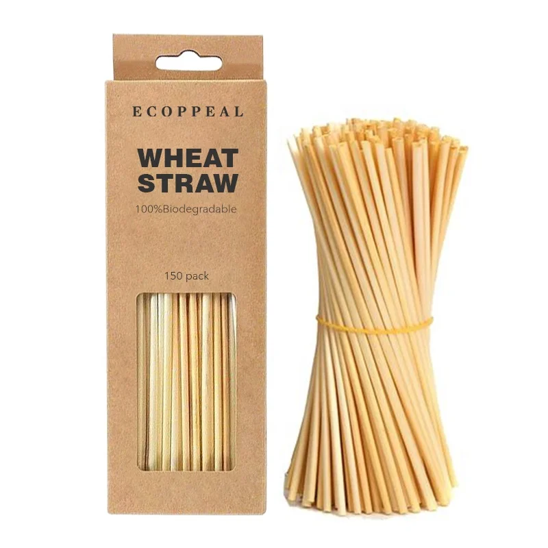 Custom Drinking Tool Biodegradable Compostable Natural Eco Wheat Straw Drinking Straws