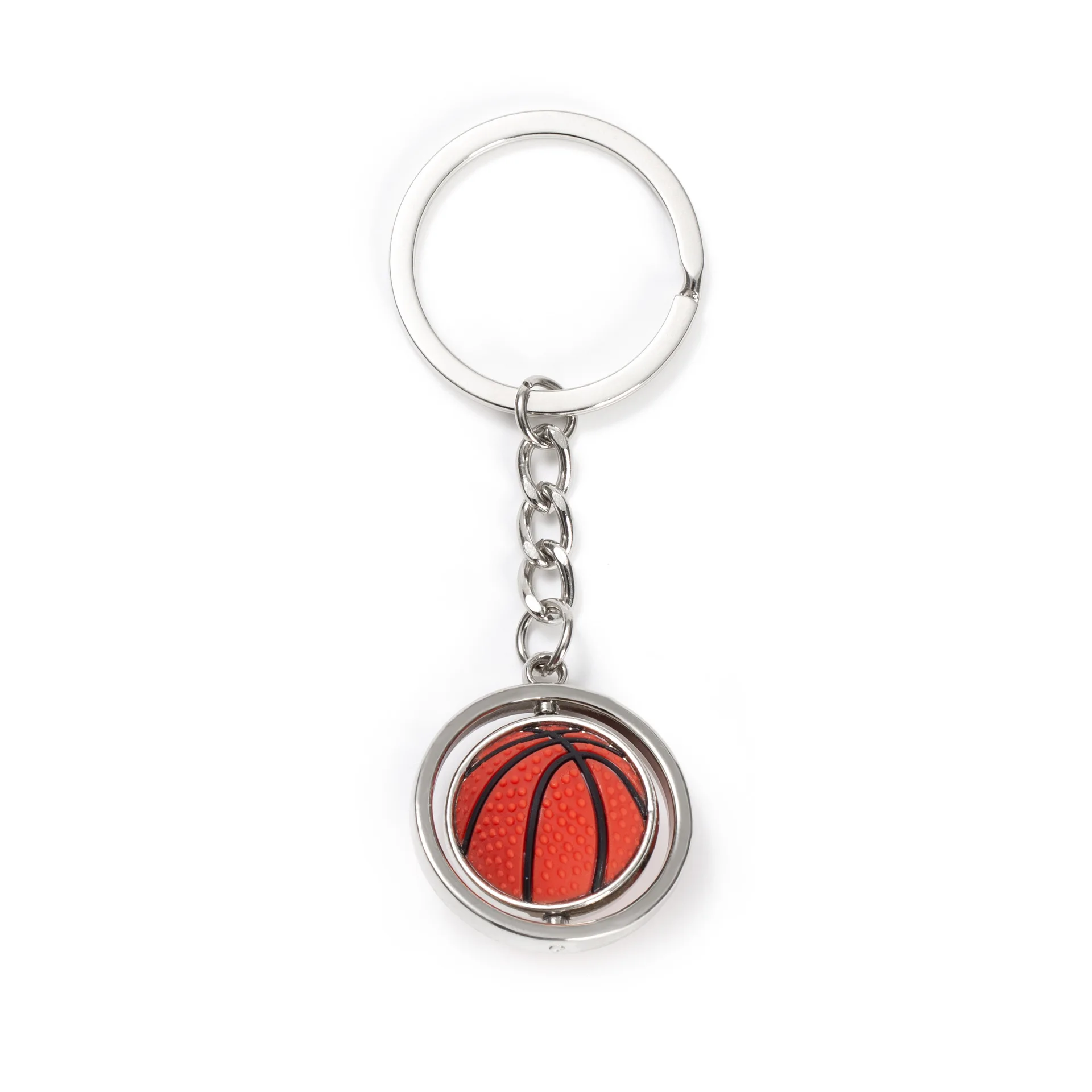 Custom Logo Metal Keychain Small Zinc Alloy Ball with Spin Basketball Football Golf Baseball Soccer Features Gift