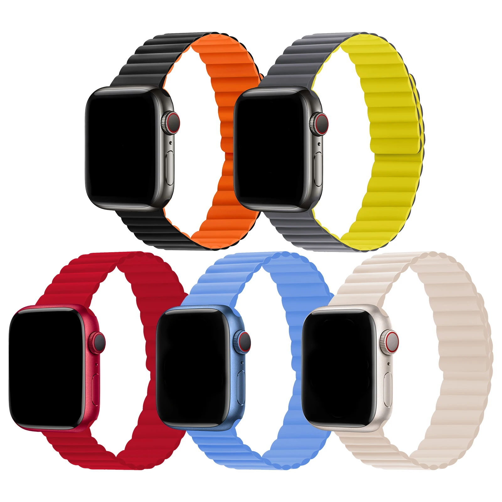 RYB Embedded Connector Magnetic Loop Silicone Link Strap 38 40 41 42 44 45 49mm