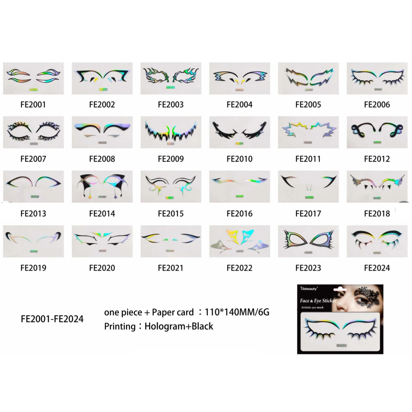 Cosplay Party Transparent Custom Glitter Laser Eyeliner Holographic Temporary Tattoos Eye Shadow Face Tattoo Temporary