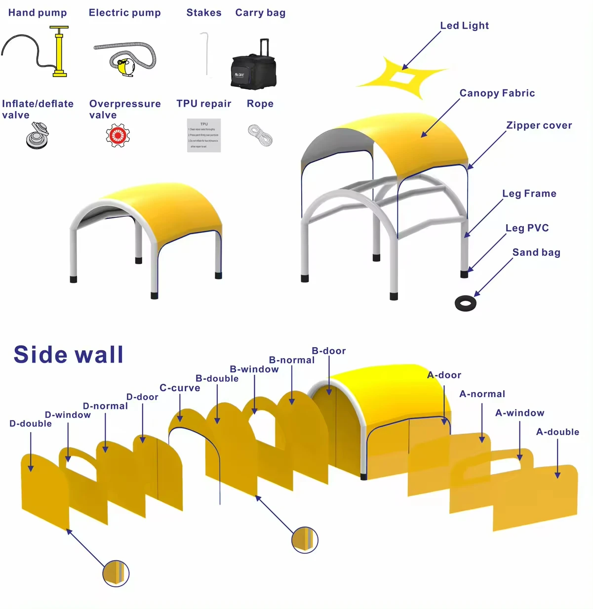 CATC Customize Advertising Event Tents Display Color Printed Flame Retardant Portable Outdoor Exhibition Inflatable Event Tents