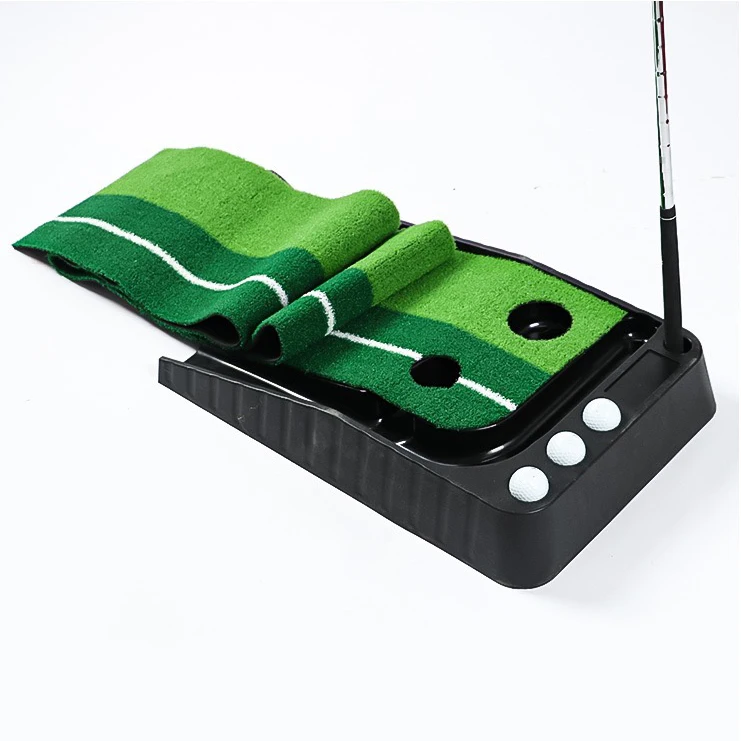 Good Quality Putter Exercise Tools Golf Training Aids Wood Golf Putting Mat with Auto Ball Return Indoor Golf Practice Mat