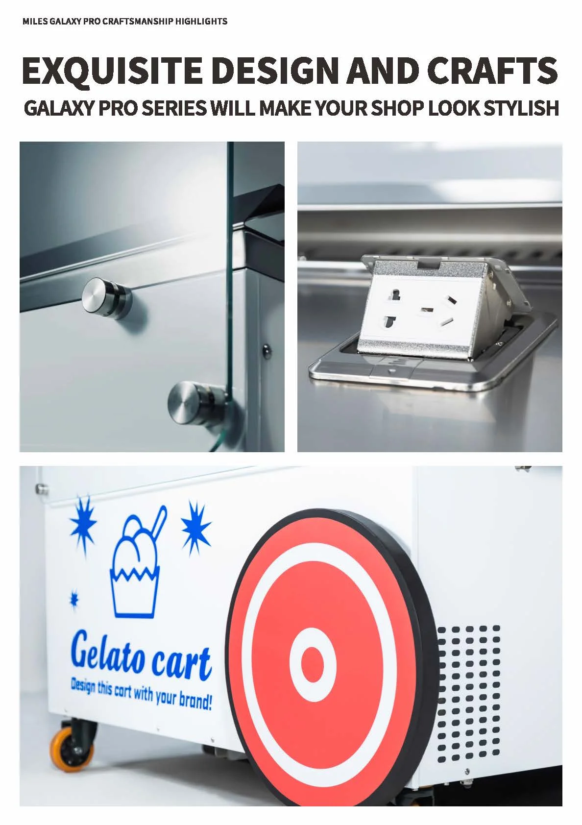 All in one professional batch freezer ice cream gelato maker Mobile Food Cart Miles Galaxy Pro V4 Cart Show Case Gelato Pozzetti