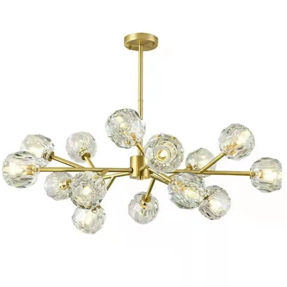 TIAN living room pure copper lights luxury chandelier crystal lamp pendant lamps nordic bamboo pendant lights
