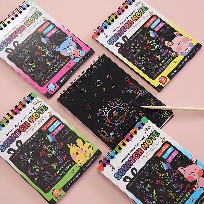 2023 Mini Scratch Note Bulk Art Craft Drawing Supplies Kit Custom Scratch Off Paper Rainbow Scratch Paper For Age 3-12 Year Old