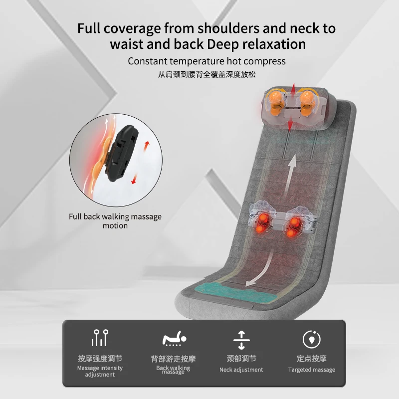 Patented L-shaped movement Full Back Seat Massage Cushion neck Massage Cushion Small body that can be folded massage cushion