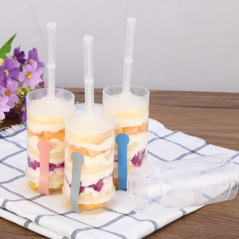 Hot sales push bucket rainbow ice cream DIY baking mold dessert table decoration cake ice cream PP Push Up push cake tube