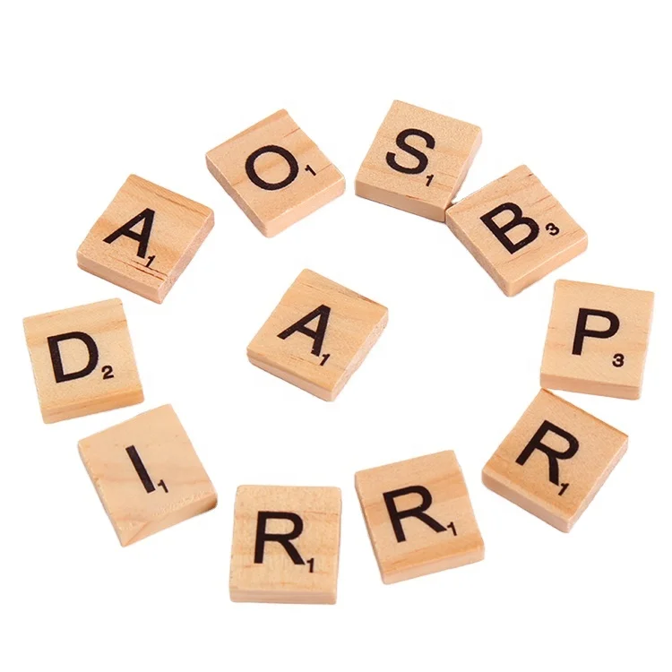 Customizable Wood Alphabets A-Z Capital Letters Wooden Scrabble Tiles Alphabet Coasters Crossword Game Crafts Making