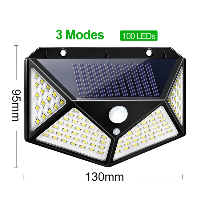  180 100 LED Solar Light Outdoor Lamp with Motion Sensor Waterproof Sunlight Powered for Garden