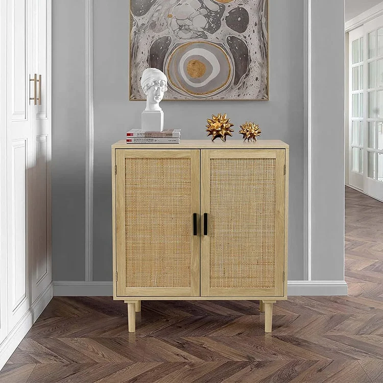 Столовая, оптовая продажа, буфетный шкаф в деревенском стиле с декоративными дверцами из ротанга для кухни