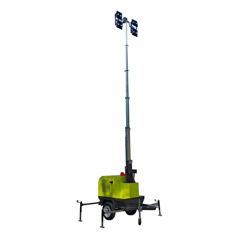sales best Low price 9m lighting car  trailer type electric lifting  mobile lighting tower  kubota engine