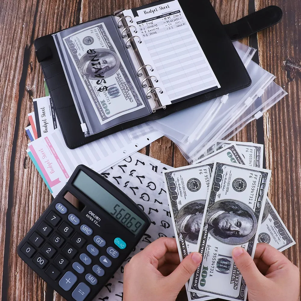 A6 Budget Binder Set Glitter PVC Cash Envelope Budget System Binder Planners