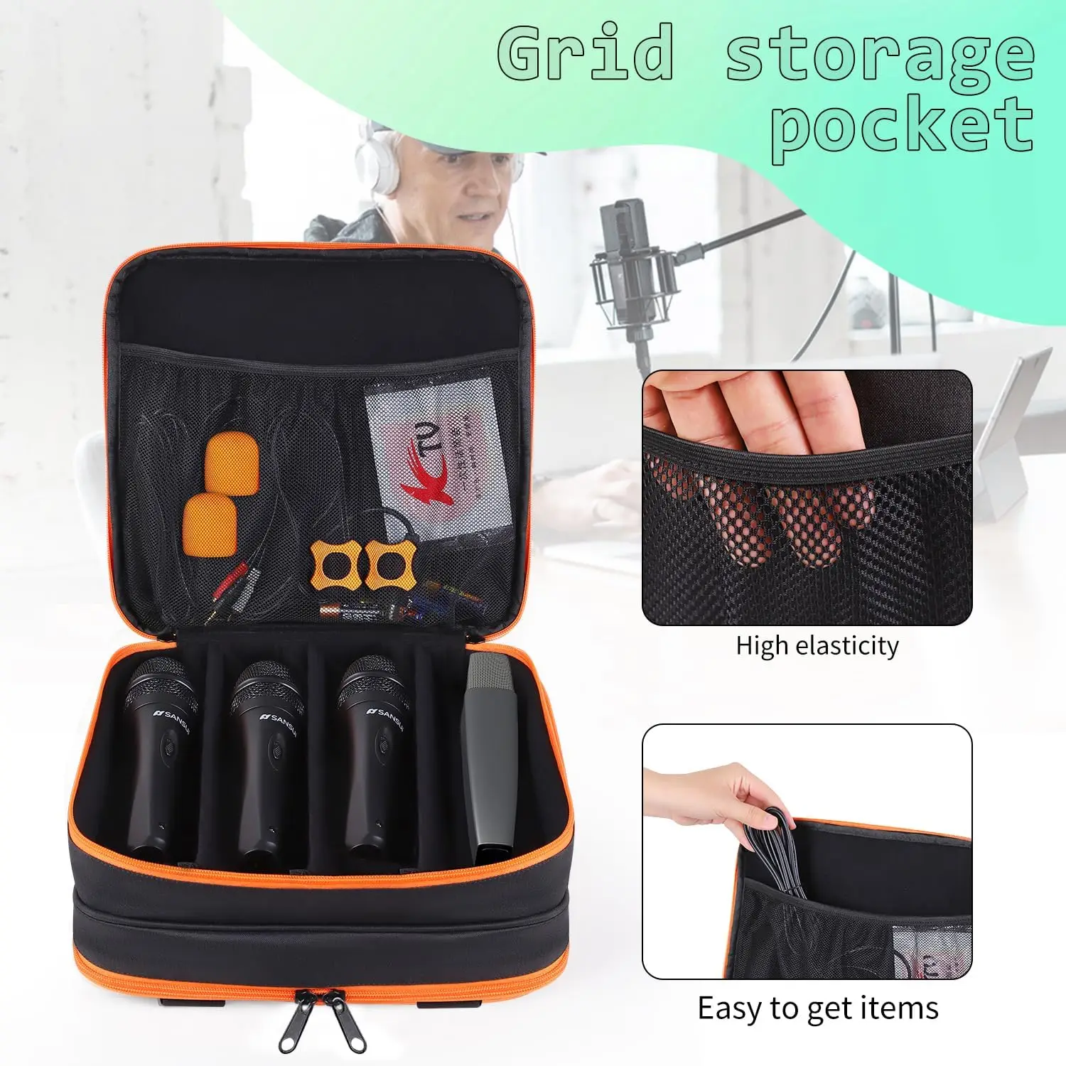 Microphone Case Wireless Microphone Bag Mic Carrying Case Microphone Portable Storage Case