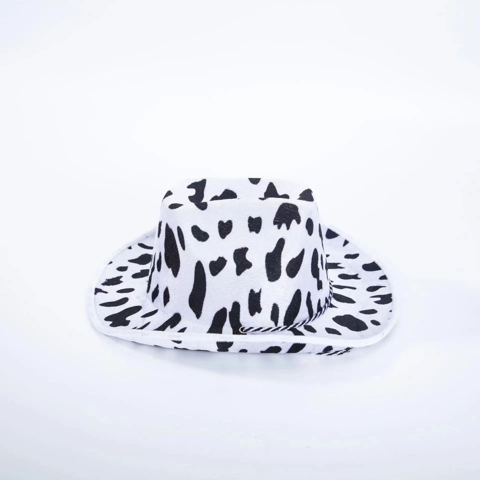 Factory customized cow print party hat holiday printed pattern wide brimmed western cowboy hat for adults
