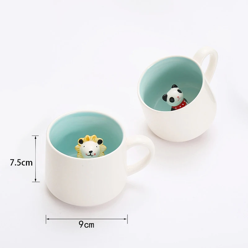 High Quality Customized Unique Design Ceramic Coffee Cup Cartoon Modern Color Matching Animal Mug