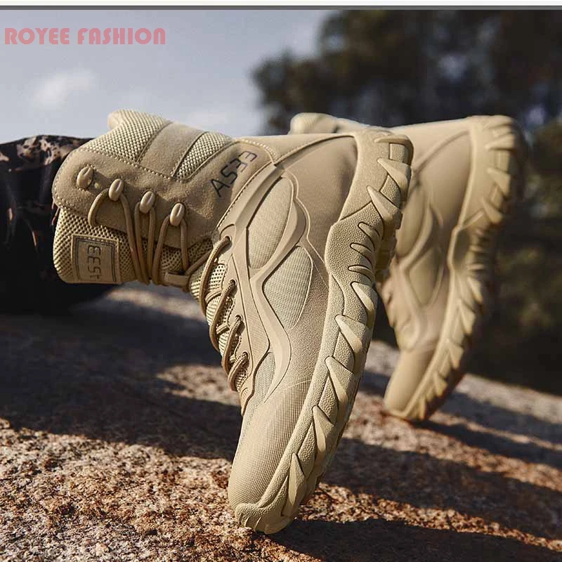 Factory Wholesale Winter Warm Men Desert Boots High Shoes Hiking Outdoor Combat Climbing Tactical