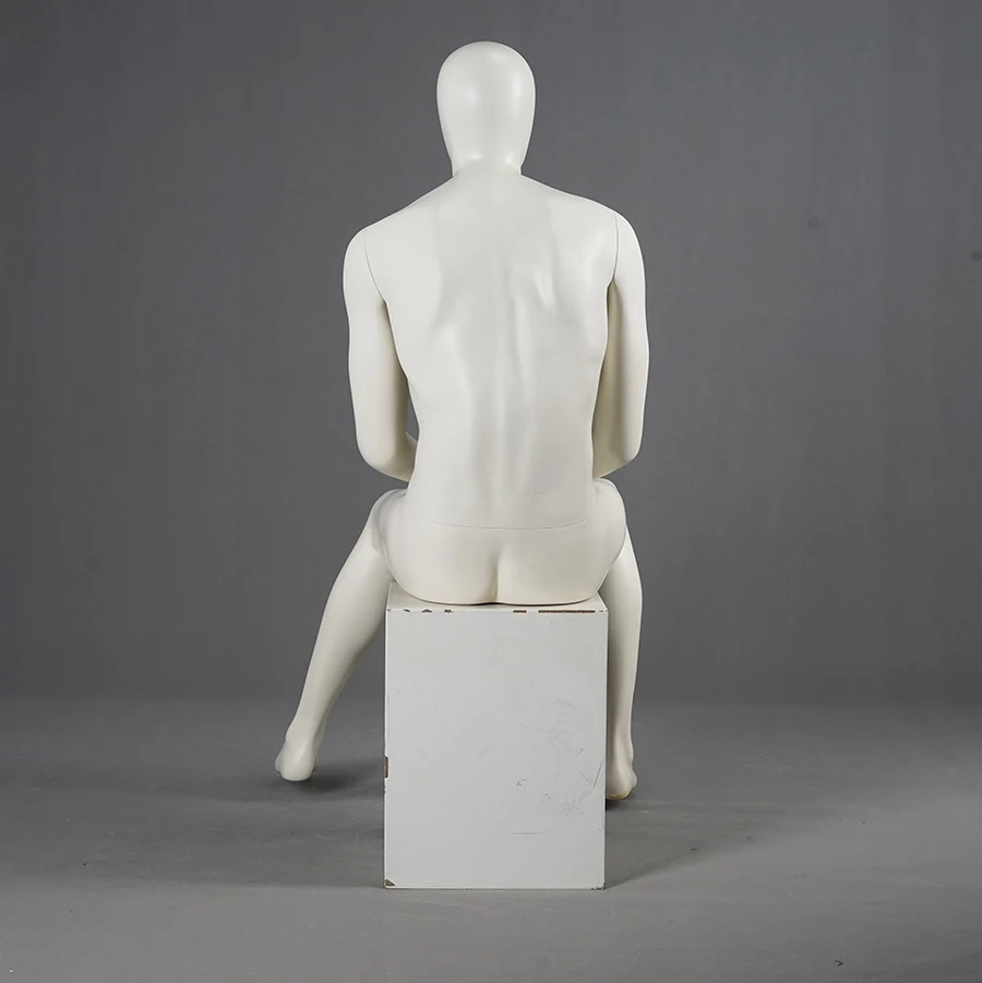 New arrival full body fashion sitting fiberglass male mannequin dummy models with egg head