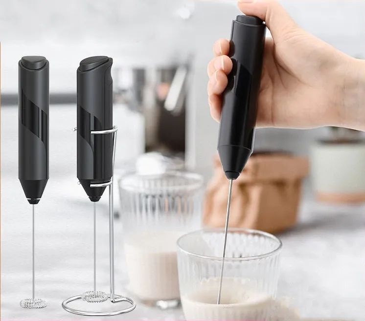 Black ABS new coffee foamer hand milk frother mini electric milk frother original milk frother with stand