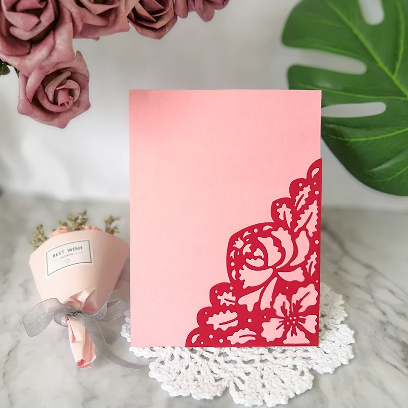 
Rose Pattern Die Cut Wedding Invitation Metal Cutting Dies For Scrapbooking Card Making Handmade Embossing Die Mould Stencil 