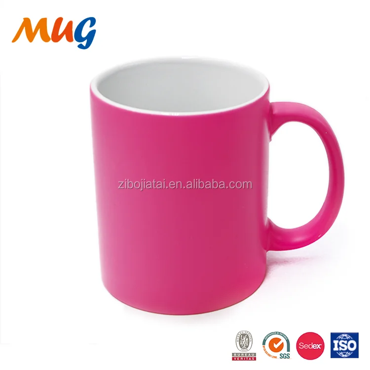 11oz inner white outside pink neon ceramic coffee mug cup