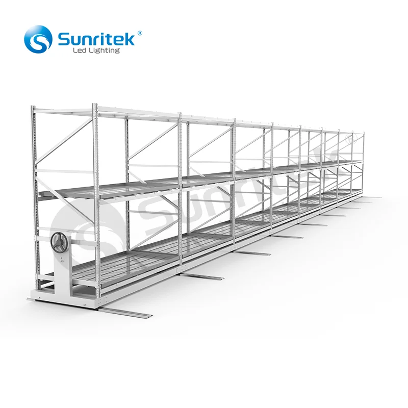 Hot sale grow rack for vertical vegetable grow room grow racks and rolling bench flood trays suitable with sunritek lamp