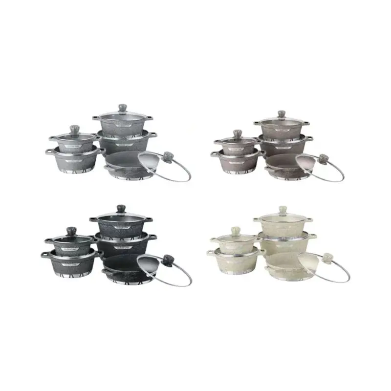 Home Party 10pieces Die Cast Granite 20/24/28/32/28cm Cookware Set Traditional Chinese  Cookware Set Non-Stick