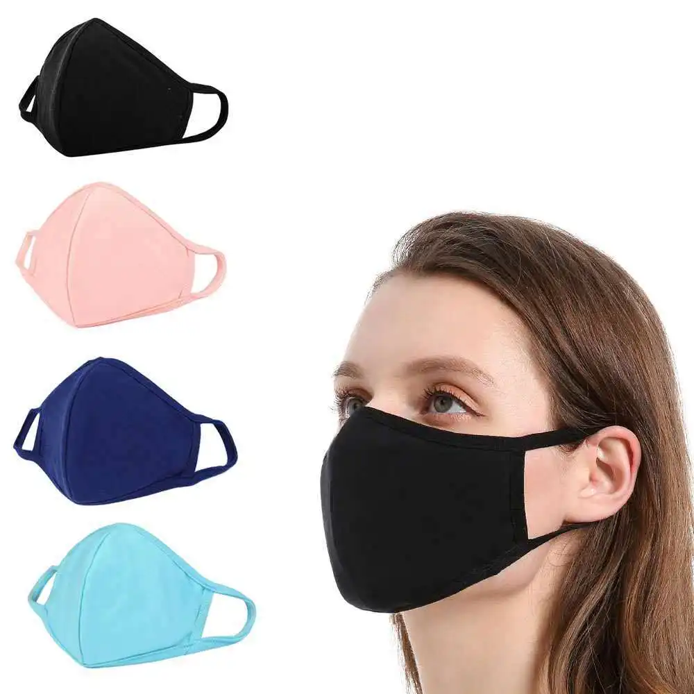 
Fast Delivery Fashion Custom Black Cotton Fabric Mask Washable Reusable Sublimation Mask Party Mask Face Cover 