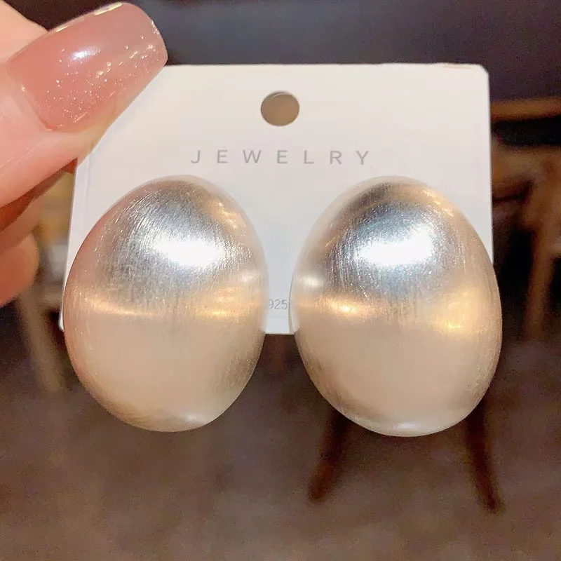 Fashion exaggerated brass matte brushed gold leaf earrings for women