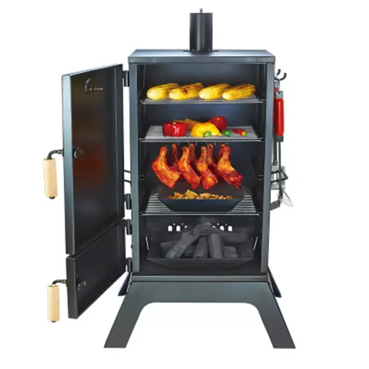 Black Vertical Propane Smoker with Temperature & Smoke Control, Four Removable Shelves