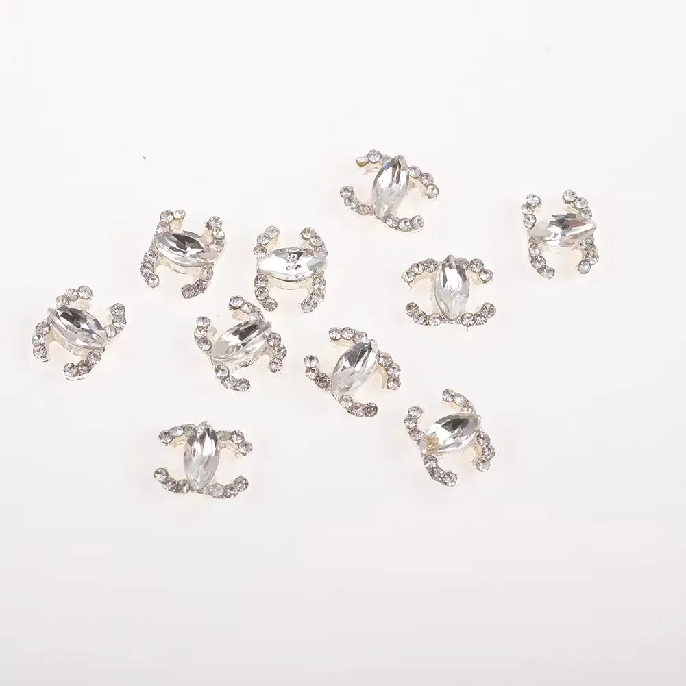 Metal Alloy 3D Flat Back Designer Brand Luxury Logo Mix Charms For Nails