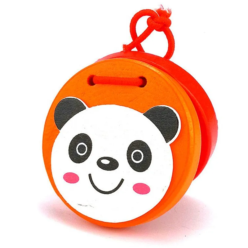 Детская деревянная погремушка-барабан с ручкой из мультфильма Хлопушка доска для малышей музыкальный инструмент Игрушки раннего развития дошкольного возраста