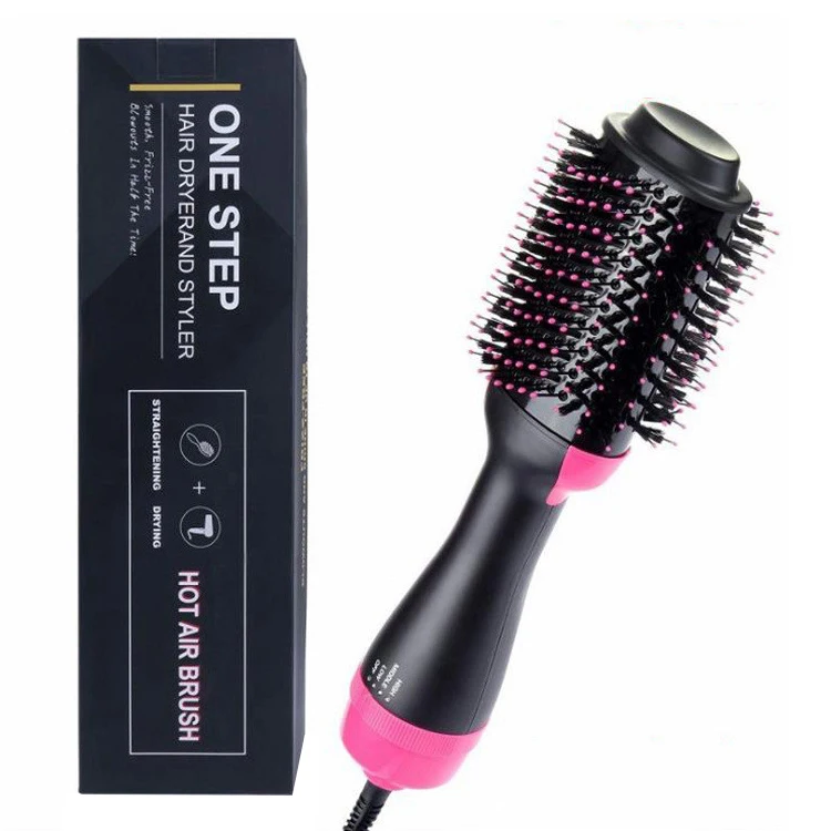 Professional Salon Hot Air Brush Styler and Dryer 3-in-1 Negative Ion Straightener & Curly Brush Hair Dryer with Comb