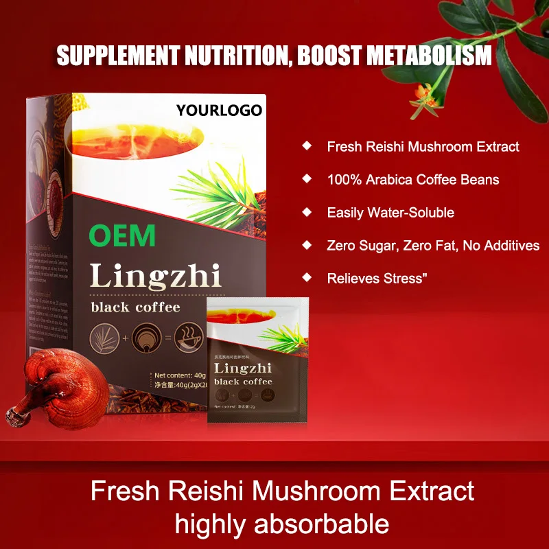 OEM Lingzhi Black Coffee Reishi Black Coffee Solid Drink Fresh Premium Reishi Mushrooms