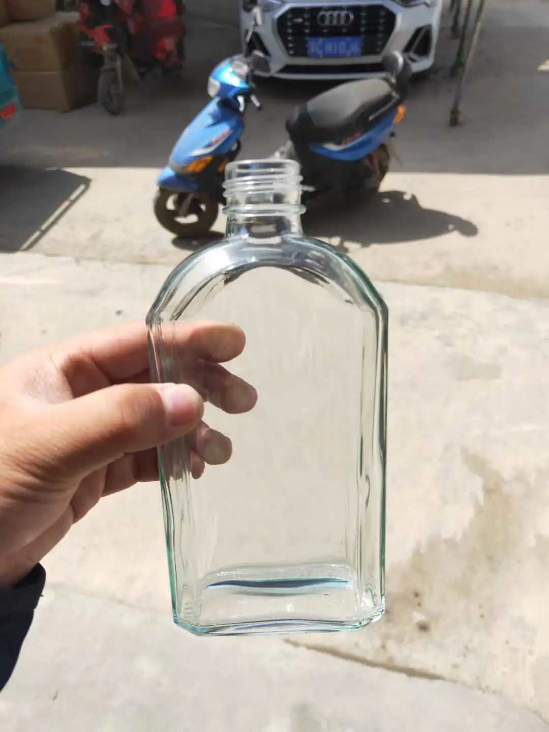 350ml 12oz empty flat glass bottles flask hip bottles customized logo print coffee juice milk glass bottles empty