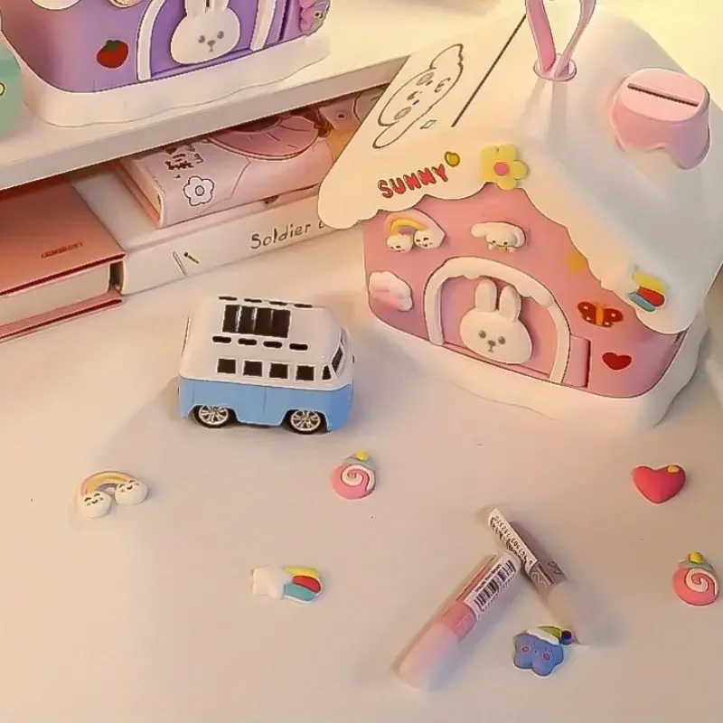 Diy Girls Money Box, Boys Cartoon Savings Box With Lock House Savings Coin Girls Can Save Desirable Children Money Bank Storage