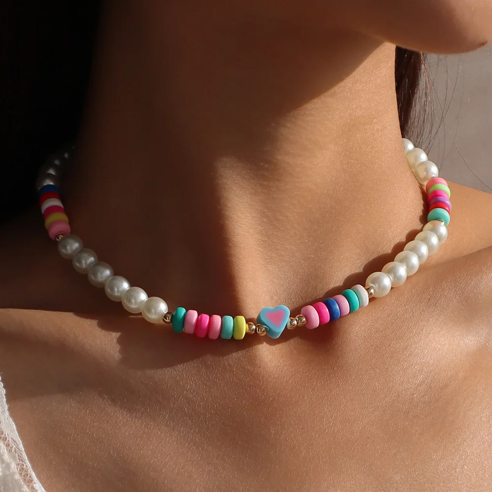 Bohemian Ethnic Necklace Pearl Beaded Colorful Necklace Leisure Vacation Jewelry Recommended