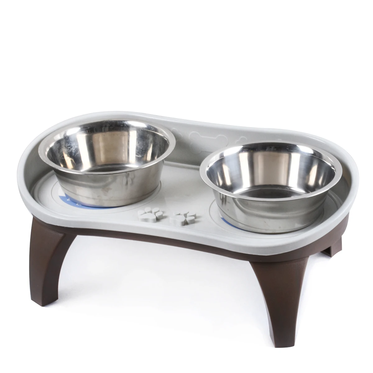 Elevated Plastic Pet Table Double Bowls Raised Anti Slip Station Cats Dogs Food Water Drink