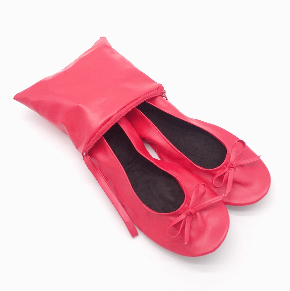 OEM Customized design red foldable flat ballerina shoes for wholesale